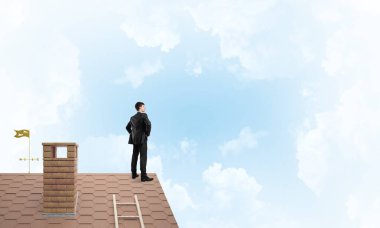 Genç ile evin çatısında duran ve uzak arıyor işadamı belirledi. Karışık teknik