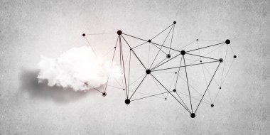 Beton duvarda bulut hesaplama bağlantısı olan arkaplan resmi