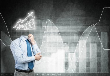 Baş yerine grafiği olan meçhul, dalgın bir işadamı.