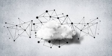 Beton duvarda bulut hesaplama bağlantısı olan arkaplan resmi