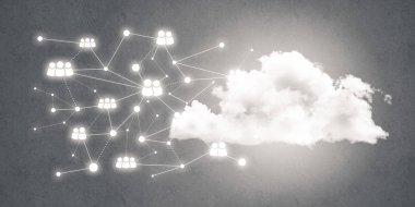 Arka plan resmi sosyal bağlantı ve gri duvar ağ kavramı ile