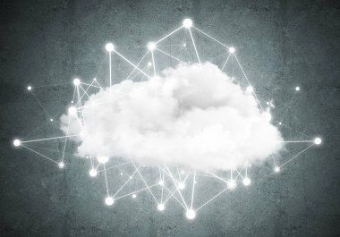 Beton duvarda bulut hesaplama bağlantısı olan arkaplan resmi