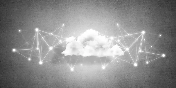Hintergrundbild Mit Cloud Computing Verbindungskonzept Betonwand — Stockfoto