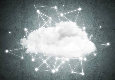 Beton duvarda bulut hesaplama bağlantısı olan arkaplan resmi