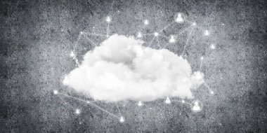 Beton duvarda bulut hesaplama bağlantısı olan arkaplan resmi