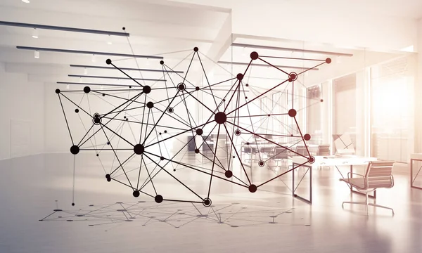 Linii Conectate Puncte Concept Comunicare Socială Interiorul Biroului Redare — Fotografie, imagine de stoc