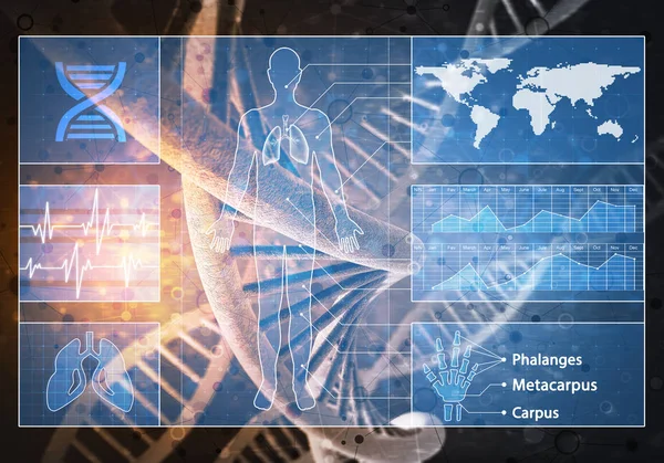 Dna 研究概念としてメディア医学背景イメージです レンダリング — ストック写真