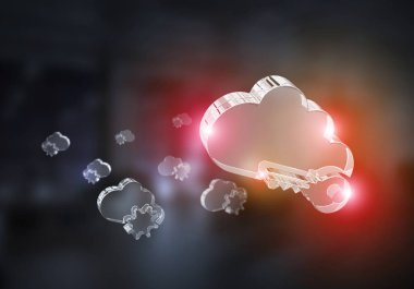 Boş bulut simgesi tarafından sunulan kablosuz bağlantı ve bulut hesaplaması. Karışık ortam