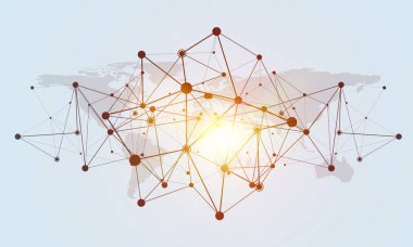 Arka plan resmi sosyal bağlantı ve beyaz duvar üzerinde ağ kavramı ile