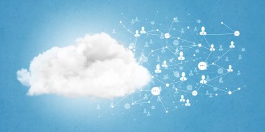 Arka plan görüntüsü ile sosyal bağlantı ve ağ kavramı mavi duvar