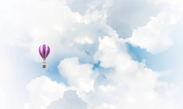 Барвистий Аеростат Літає Над Блакитним Хмарним Небом Візуалізація — стокове фото