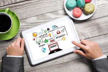 Eller ve iş stratejisi defter Üstten Görünüm