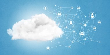 Arka plan görüntüsü ile sosyal bağlantı ve ağ kavramı mavi duvar