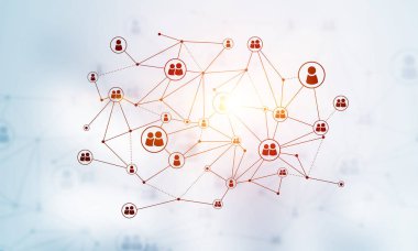 Sosyal iletişim konsepti olarak noktalarla bağlantılı doğrular