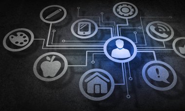 Sosyal etkileşim ve bağlantı kavramına sahip dijital arkaplan