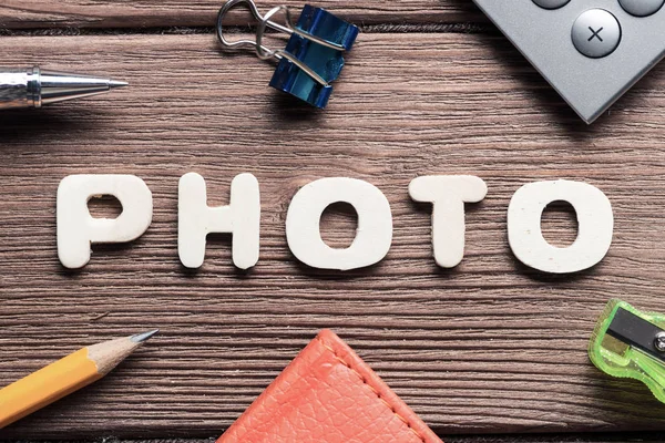 Vista Dall Alto Del Posto Lavoro Aziendale Con Oggetti Sulla — Foto Stock