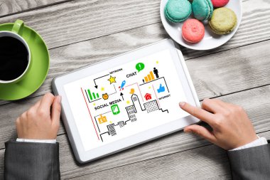 Eller ve iş stratejisi defter Üstten Görünüm