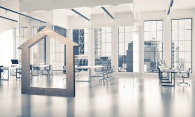 Modern Offi beton ev işareti kavramsal arka plan görüntüsü