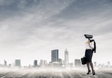 Güvenlik ve gizlilik koruma ile fotoğraf makinesi kavramını wo başlı