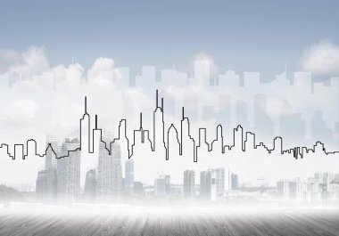 Modern iş yaşamı c olarak şehir merkezi görünümü ile arka plan görüntüsü