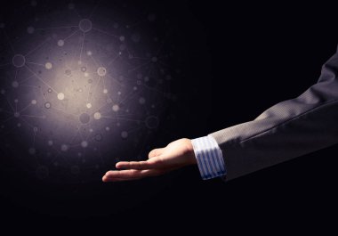 Koyu arkaplanda dijital bağlantıyı kavra