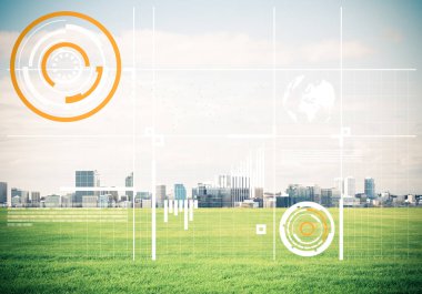 Modern Cityscape yeşil alan ve medya ile doğal arka plan i