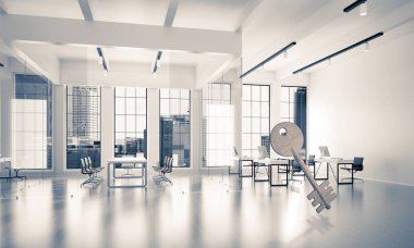 Modern offic somut anahtar işareti kavramsal arka plan görüntüsü