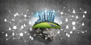 Modern ağ teknolojileri ve eko yeşil inşaat kavramı