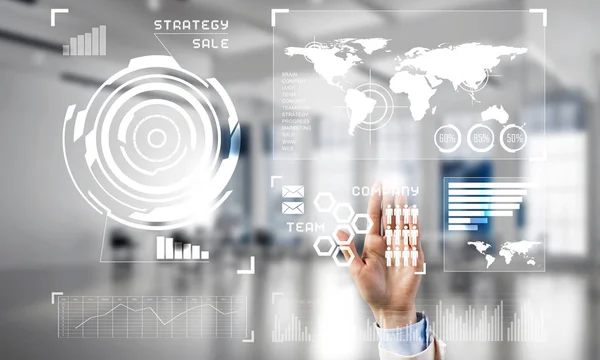 Concept van het gebruik van moderne technologieën voor de globalisering van het bedrijfsleven en netwerkvorming — Stockfoto