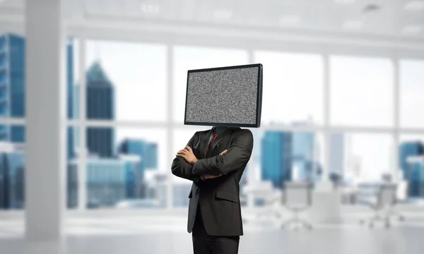 Businessman with TV instead of head. — Stock Photo, Image