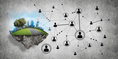 Modern ağ teknolojileri ve eko yeşil inşaat kavramı