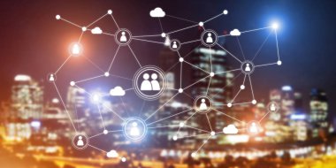 Karanlık arka planda iletişim ve ağ olarak modern kablosuz teknolojiler