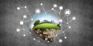 Modern ağ teknolojileri ve eko yeşil inşaat kavramı