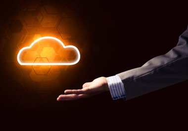 Karanlık arka kablosuz bağlantı simgesi olarak dijital bulut simgesi