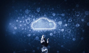 Parlayan bulut simgesi ve dokunmaile teknoloji fikir kavramı 