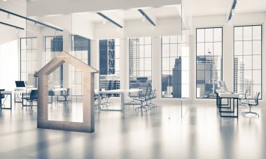 Modern Offi beton ev işareti kavramsal arka plan görüntüsü