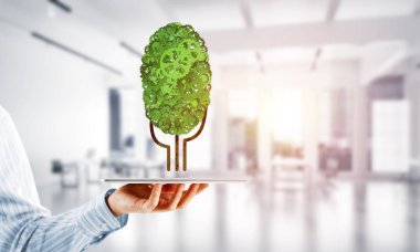 Ağaç tarafından çalışma mekanizması veya motor olarak sunulan eko yeşil çevre kavramı