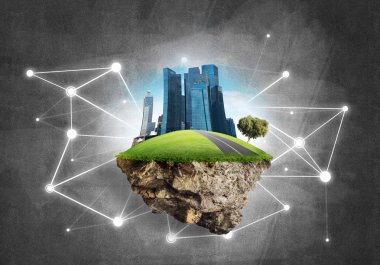 Modern ağ teknolojileri ve eko yeşil inşaat kavramı