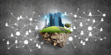 Modern ağ teknolojileri ve eko yeşil inşaat kavramı