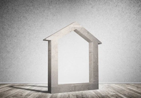 Imagen de fondo conceptual de casa de hormigón en la habitación con suelo de madera —  Fotos de Stock