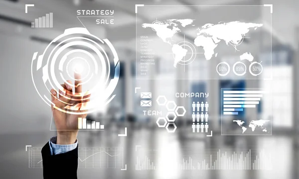 A modern technológiák üzleti globalizációra és hálózatépítésre történő alkalmazásának koncepciója — Stock Fotó