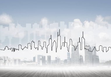 Şehir merkezi görünümlü arkaplan resmi modern iş hayatı kavramı olarak