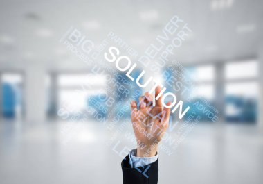 Başarı için anahtar sözcüklerin palmiye ile seçilmiş modern iş kavramı