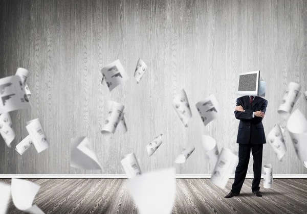 Businessman with monitor instead of head. — Stock Photo, Image