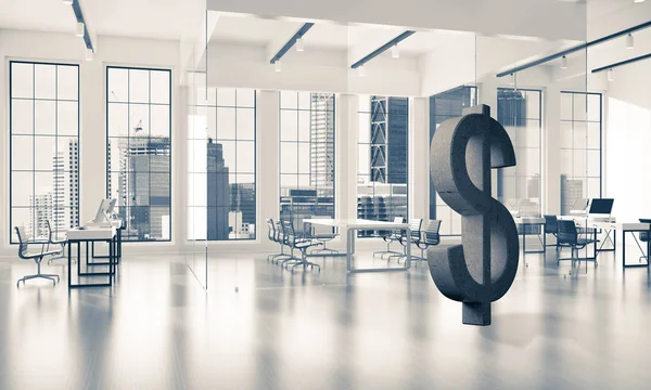 Geldverdienen und Wohlstandskonzept durch Steindollar-Symbol vorgestellt — Stockfoto