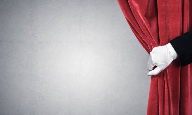 Perde arkasında beton duvar ve el açma