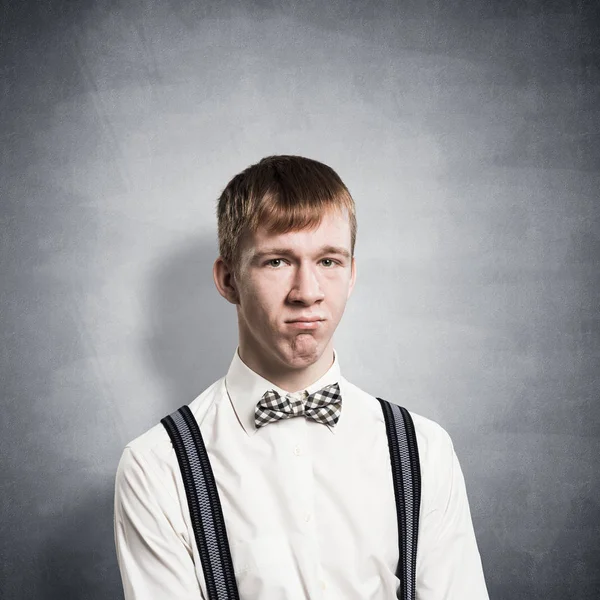 Unhappy Young Man Looking Camera Emotional Redhead Boy Has Displeased — ストック写真