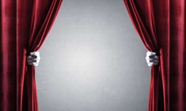 Perde arkasında beton duvar ve el açma