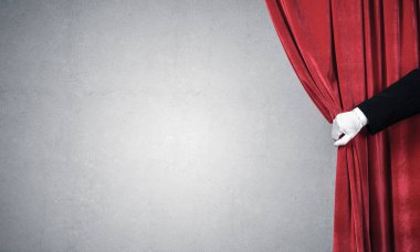 Perde arkasında beton duvar ve el açma