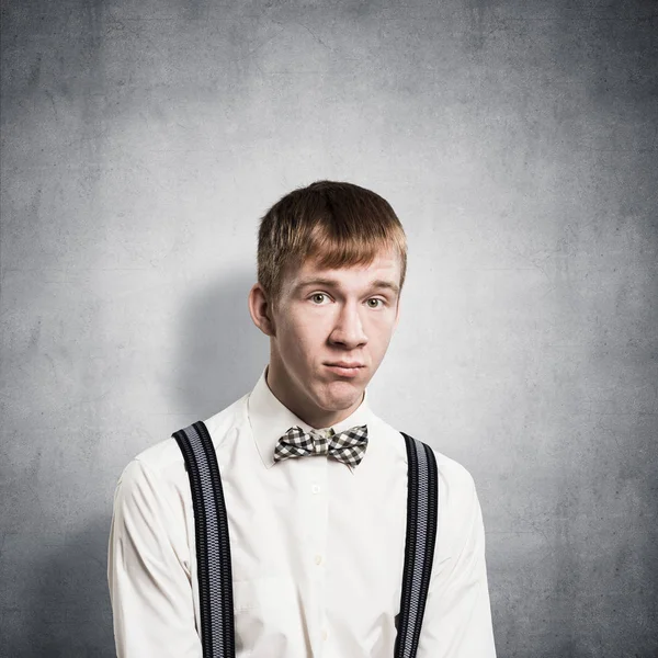 Unhappy Young Man Looking Camera Emotional Redhead Boy Has Displeased — ストック写真